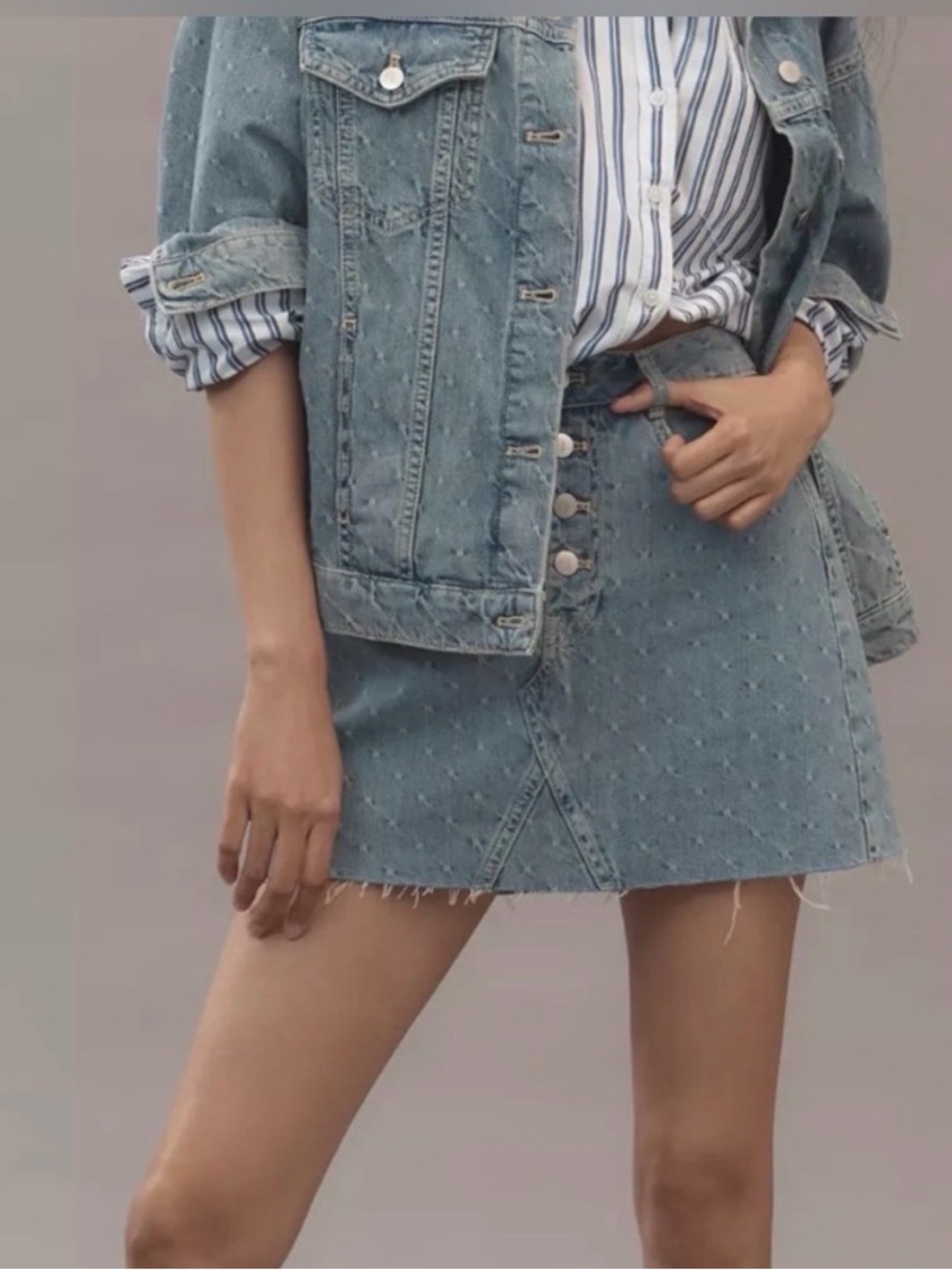 Anthropologie Pilcro Jacquard Denim Mini Skirt  NWT SZ 12